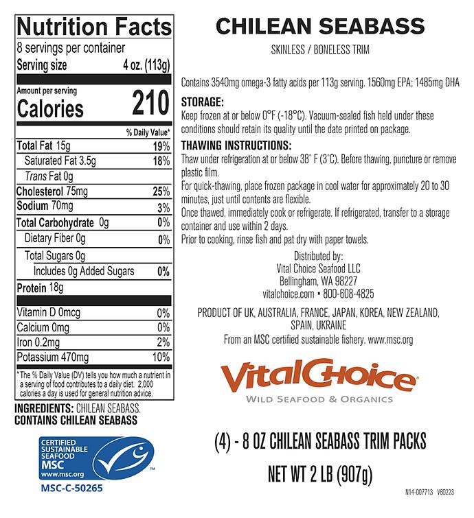 MSC Wild Chilean Seabass Bulk Bits & Pieces Vital Choice